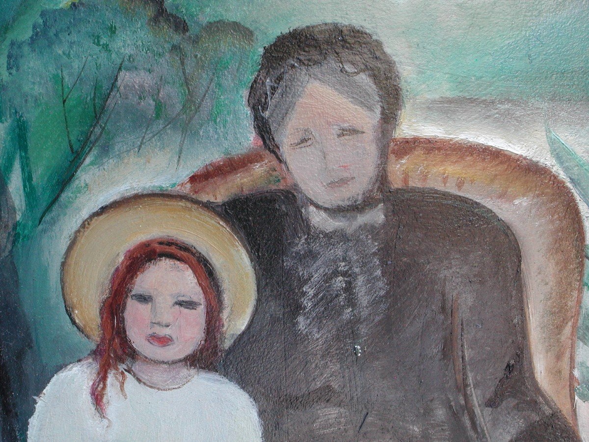 Mercedes LEGRAND "Portrait de famille"  huile sur carton 46x38-photo-4